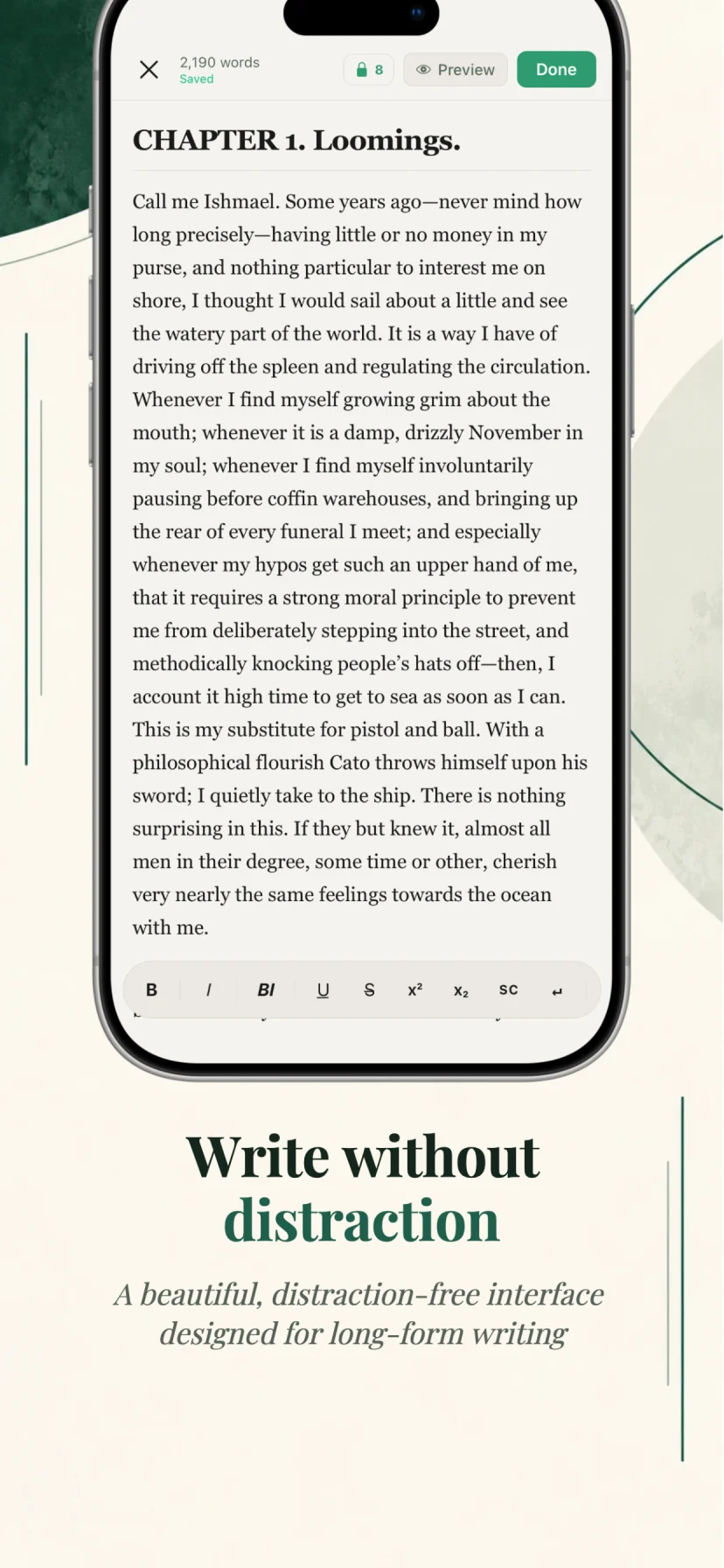 Wexley Pro distraction-free chapter editor