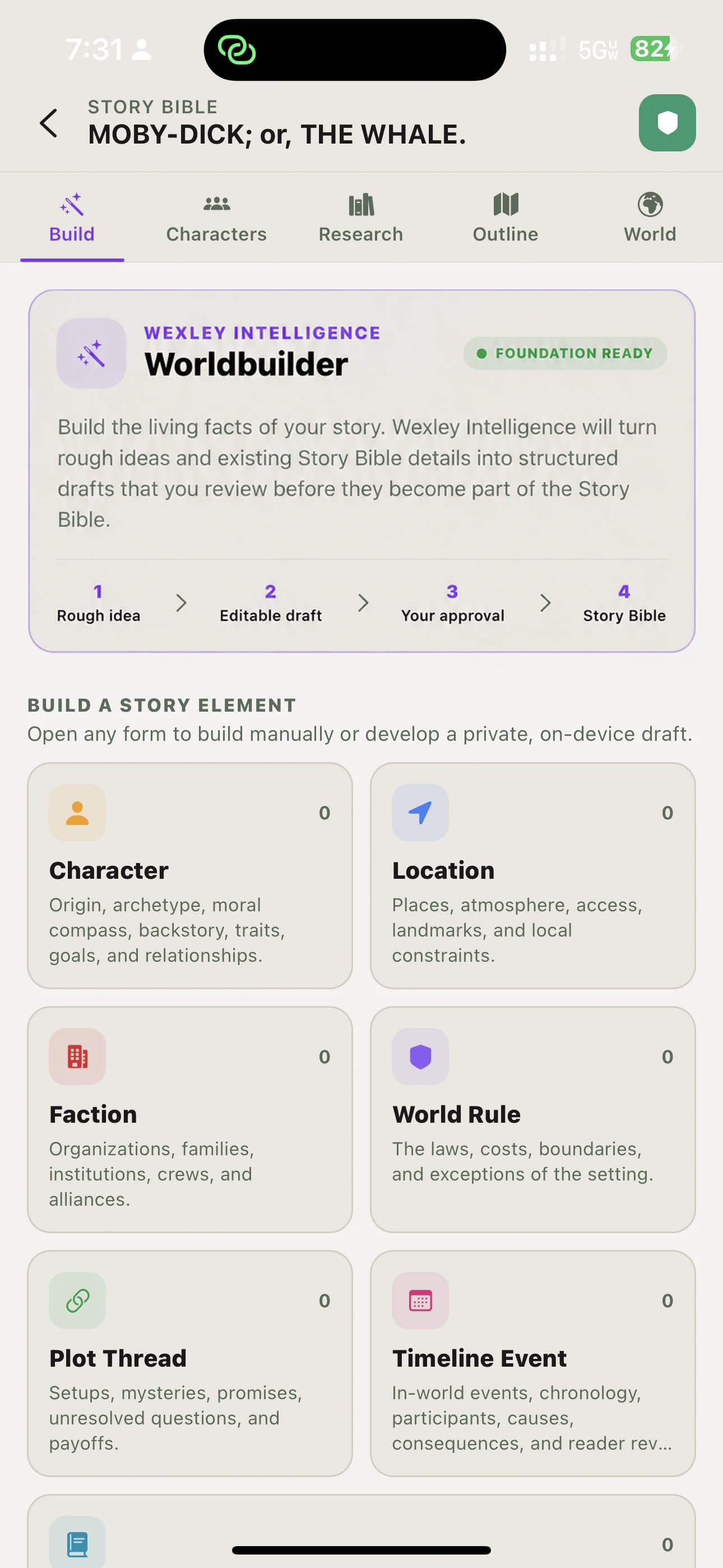 Wexley Pro Story Bible and Worldbuilder